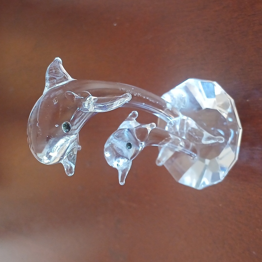 Vintage Swarovsky Crystal Figurine SCS Dolphins
